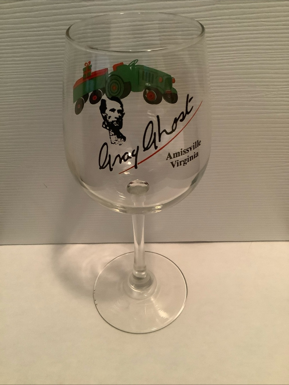 Gray Ghost Vineyards Amissville, Virginia Christmas Wine Glass Goblet Tractor